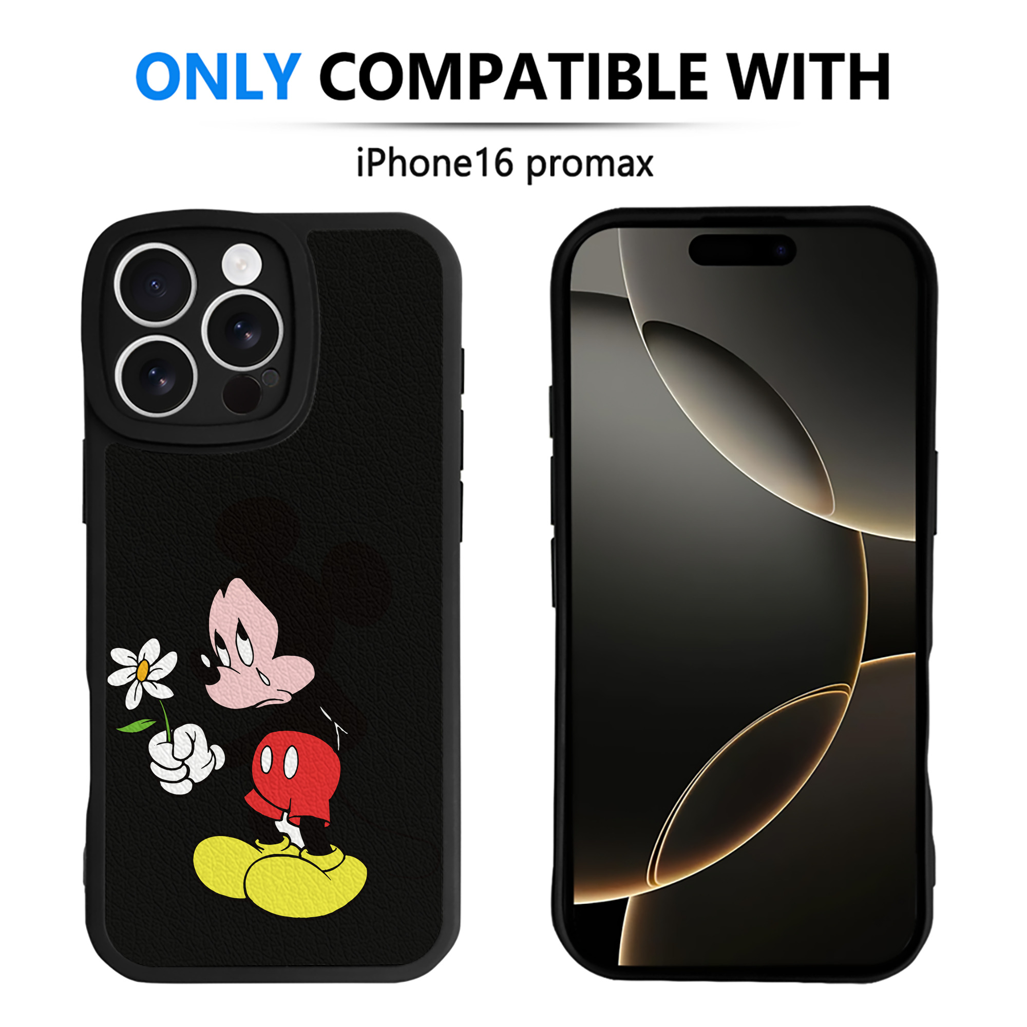 （画像用） ミッキーマウス Mickey Mouse 【iPhone 16シリーズ対応】シリコンスマホケース（レザー調） 材質：シリコン